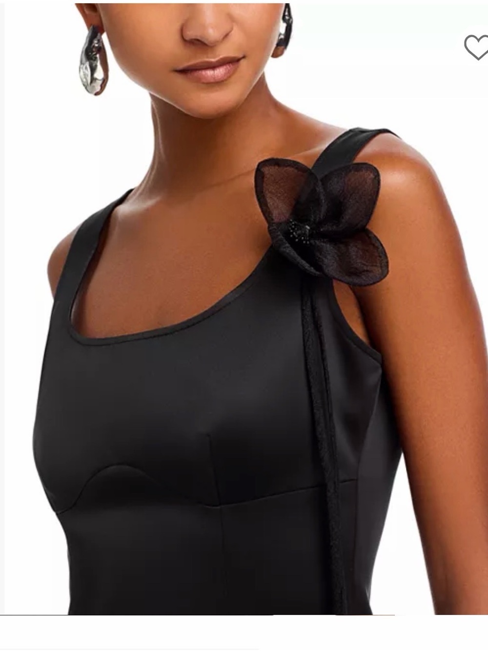 Rotate Satin Floral-Appliqué Mini Dress — Black - Picture 3 of 8